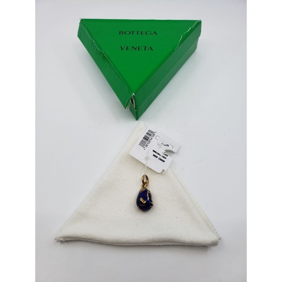 new Bottega Veneta Goldtone Sterling Silver & Blue Enamel Pendant 1" - Picture 1 of 7